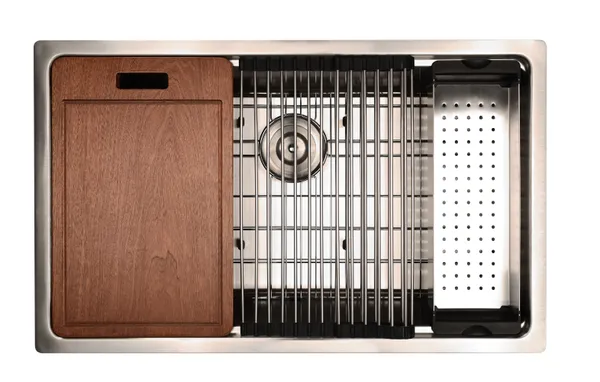 Stainless Steel Micro Radius 31x19 Workstation Single Bowl Undermount Kitchen Sink 18g SKU_ CRSSMR3119WS18G (1)